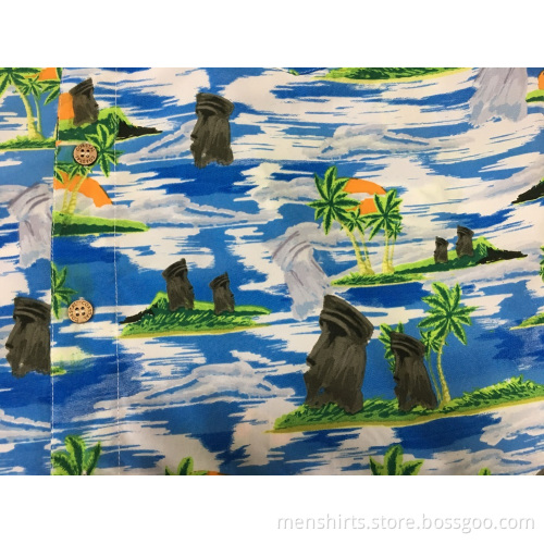 Polyester printing hawaii casual shirt